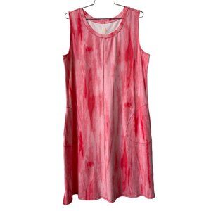Belle by Kim Gravel TripleLuxe Knit Watercolor Tank Dress Women Medium Pink Chic